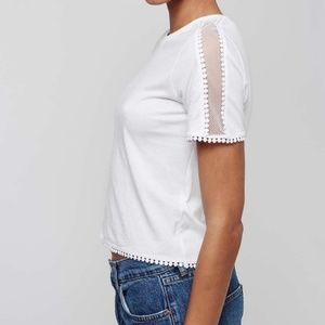 NWT Topshop white mesh insert short sleeve tee